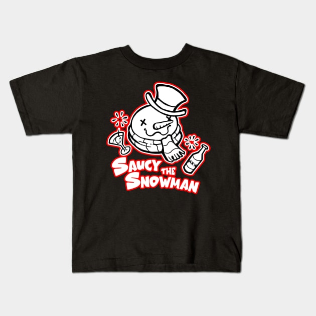 Saucy The Snowman - Frosty Humor - Red Outlined Version Kids T-Shirt by Nat Ewert Art